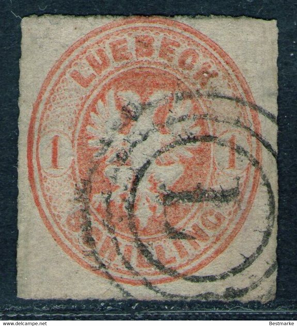 Dreiringstempel "L" Auf 1 Schilling Rötlichorange - Lübeck Nr. 9 A - Geprüft Brettl BPP - Lubeck