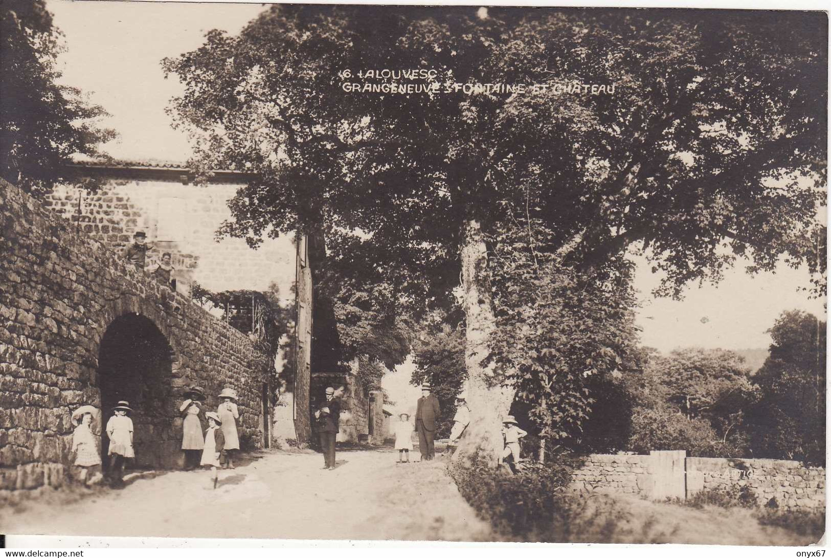 Carte Postale Photo LALOUVESC- (07-Ardèche) Grangeneuves Fontaine Et Château - La Louvesc