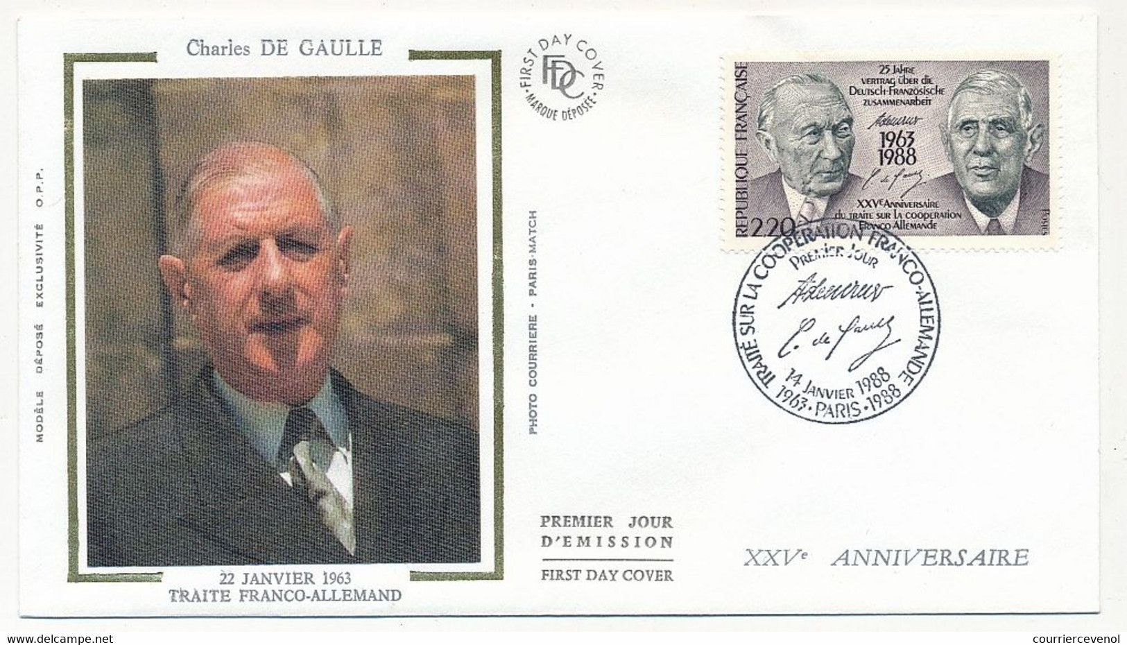 FRANCE - 3 Enveloppes FDC Soie - Traité Coopération Franco Allemande - Paris 14 Janvier 1998 X2 - ALLEMAGNE BONN X1 - 1980-1989