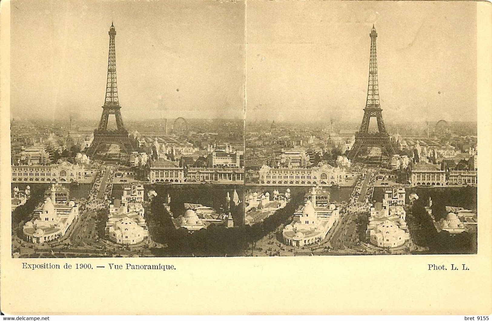 75 PARIS CARTE STEREOSCOPIQUE EXPOSITION DE 1900 VUE PANORAMIQUE DE LA TOUR EIFFEL - Tour Eiffel