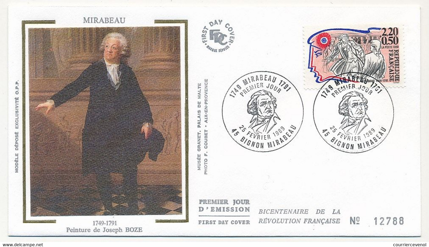 FRANCE => 8 Enveloppes FDC Soie - Personnages de la Révolution - Drouet, Mirabeau, Sieyes, Layayette, De Noailles ..1989