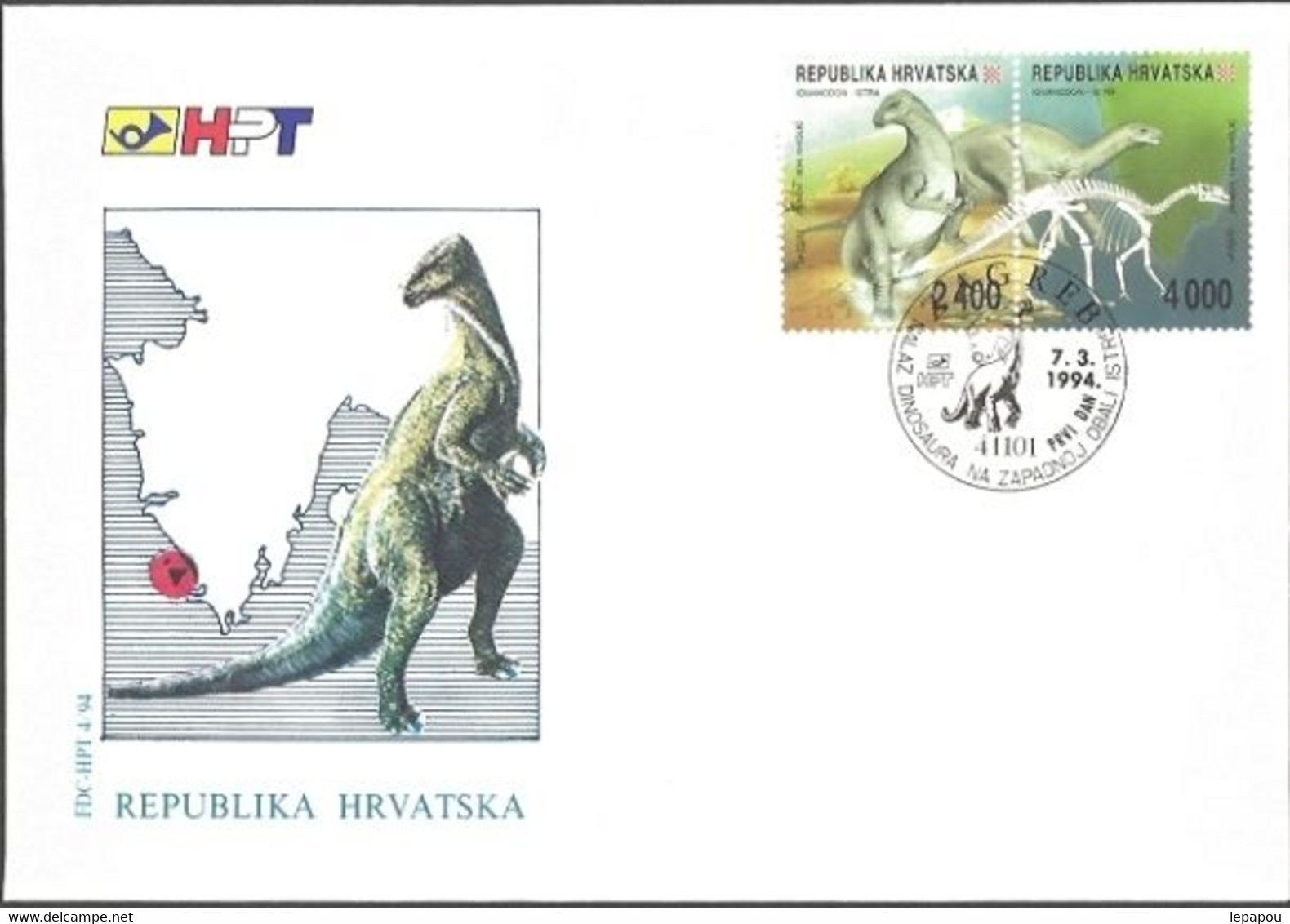 Croatie 1994 -  FDC Dinosaure - Vor- U. Frühgeschichte