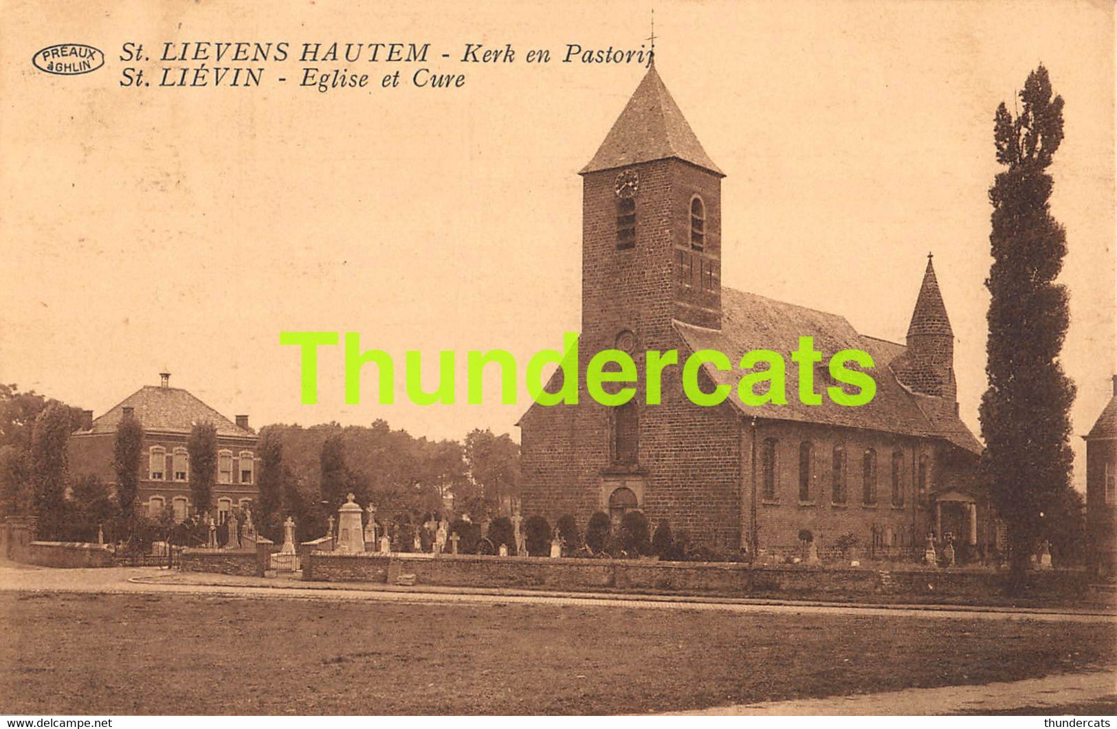 CPA SINT LIEVENS HAUTEM HOUTEM KERK EN PASTORIJ ST LIEVIN EGLISE ET CURE - Sint-Lievens-Houtem