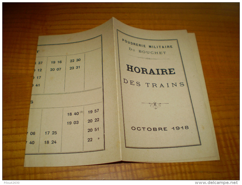 Poudrerie Militaire Du Bouchet à Vert Le Petit : Horaires Des Trains , Octobre 1918 . Essonne - Europa