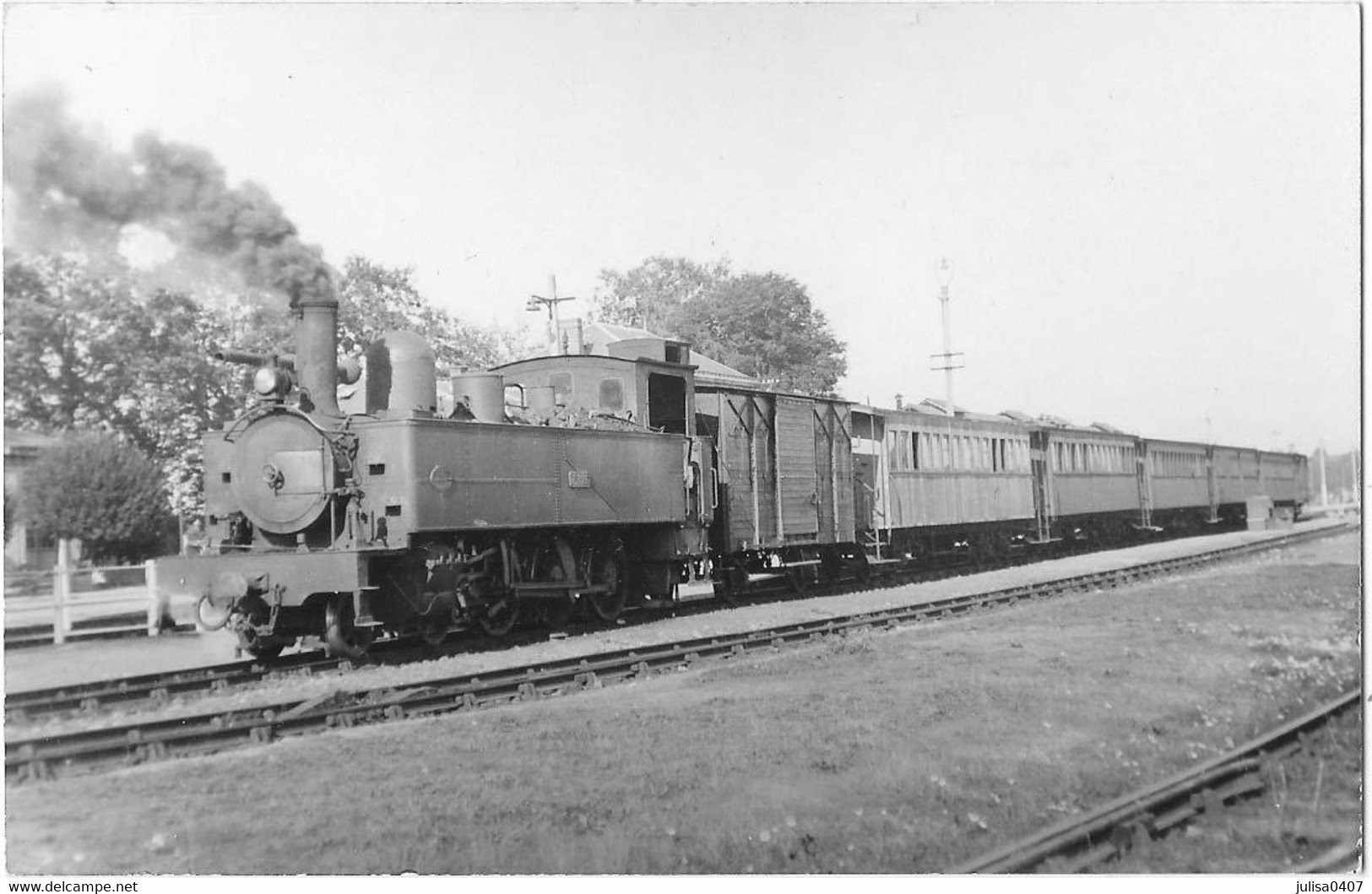 LIGNE DE CHEMIN DE FER CARHAIX RORPORDEN Photographie Format Cpa Train Tacot 1948 - Carhaix-Plouguer