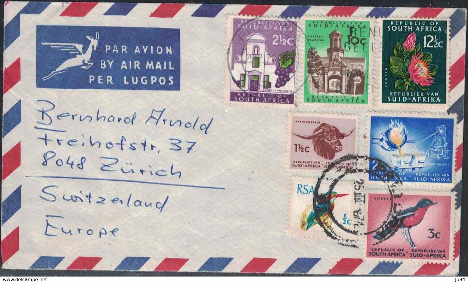 Afrique Du Sud - Lettre Pour La Suisse - Bel Affranchissement - 1971 - Used Stamps