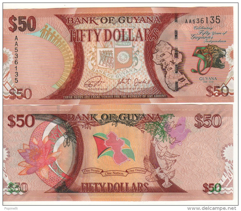 GUYANA   Attractive New 50 Dollars "commemorative"   ( P41)   2016   UNC - Guyana