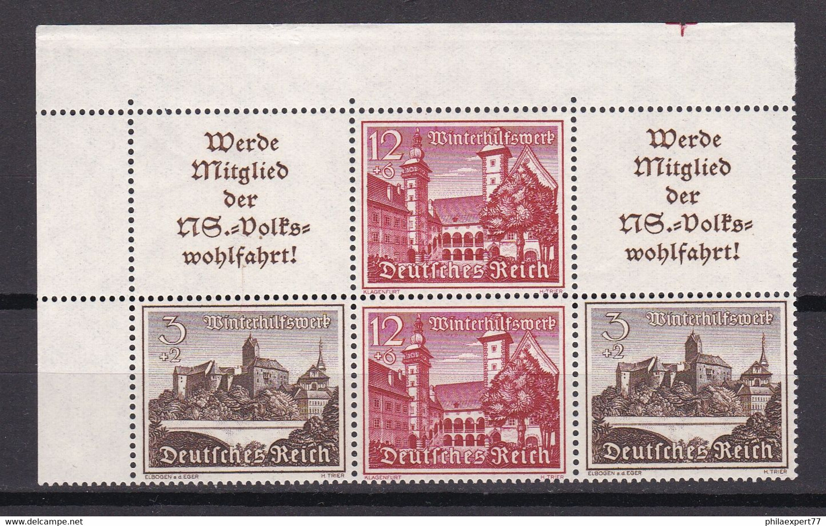 Deutsches Reich - 1939 - Michel Nr. W 141 + W 145 Als Block - Postfrisch - 60 Euro - Zusammendrucke