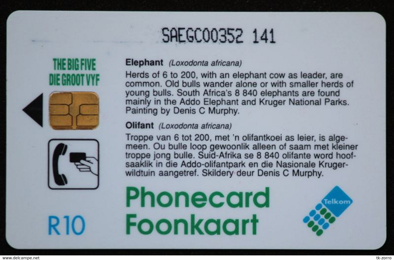 South Africa Big Five: Used Elephant Phonecard With Rare Chip  Siemens S 30 ( Module 34) - Südafrika