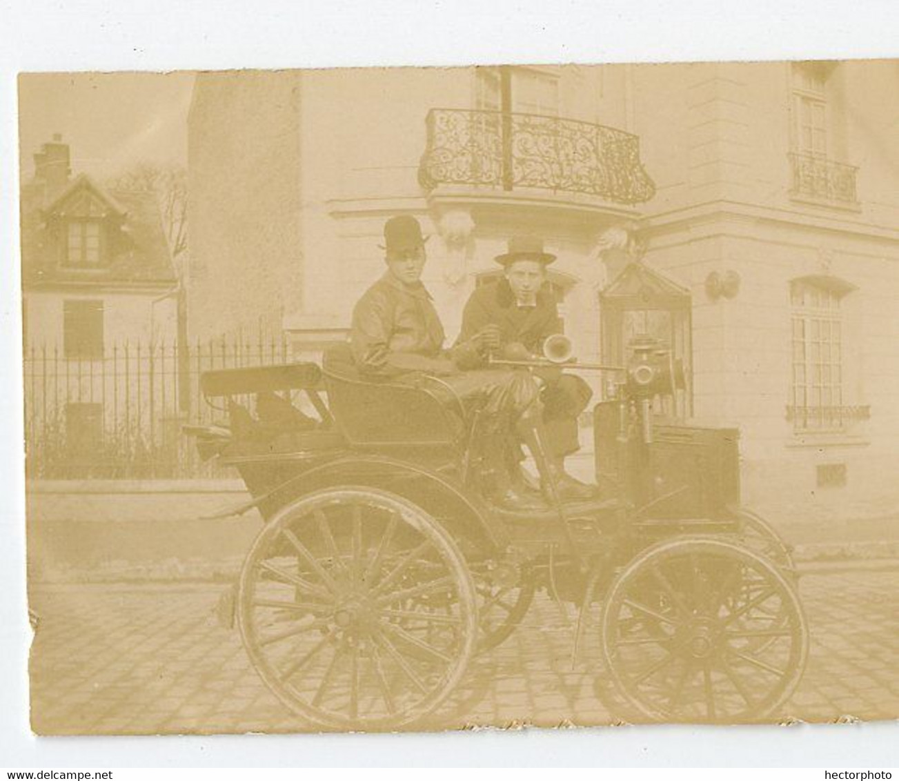 RARE vieux tacot oldtimer klaxon sepia faded voiture très ancienne à situer  identifier 1900 XIX panhard ?