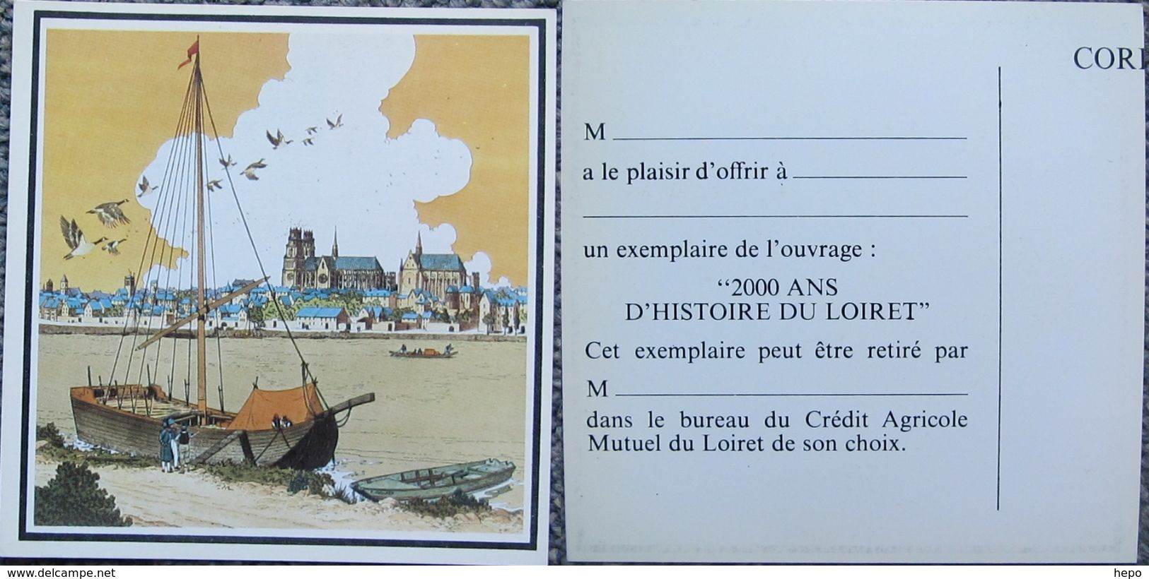 Juillard - 2000 Ans Du Loiret - RARE Petite Carte Cadeau (cahier Bleu Blake Mortimer 7 Vies Epervier Masquerouge) - Illustrators J - L