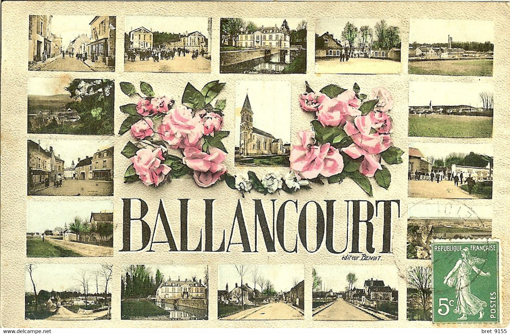 91 BALLANCOURT MULTIVUES CARTE PAS COURANTE DE 1909 POSTEE A MENNECY - Ballancourt Sur Essonne