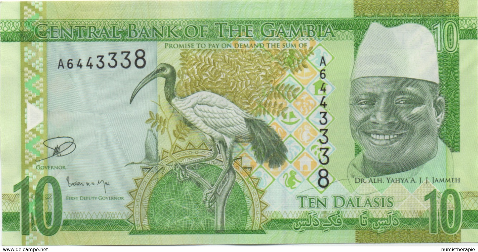 Gambie : 10 Dalasis UNC (légèrement Plié) - Gambia