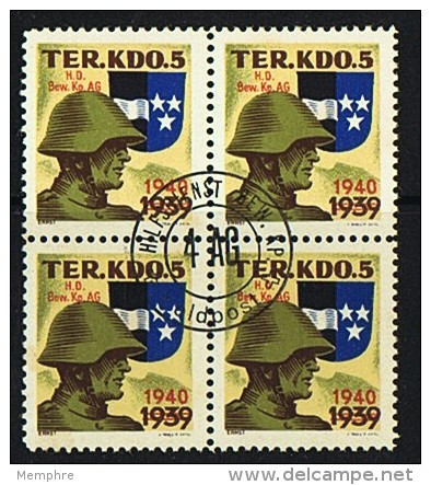 1940  Commandos Territoriaux 5  Bloc De 4 Oblitéré - Labels
