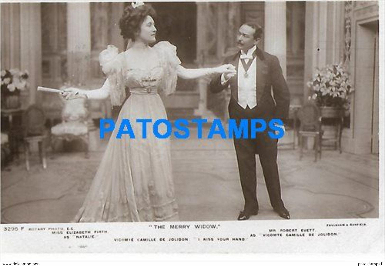 144869 ARTIST MISS ELIZABETH FIRTH & MR ROBERT EVETT ACTOR CINEMA MOVIE THE MERRY WIDOW POSTAL POSTCARD - Artiesten