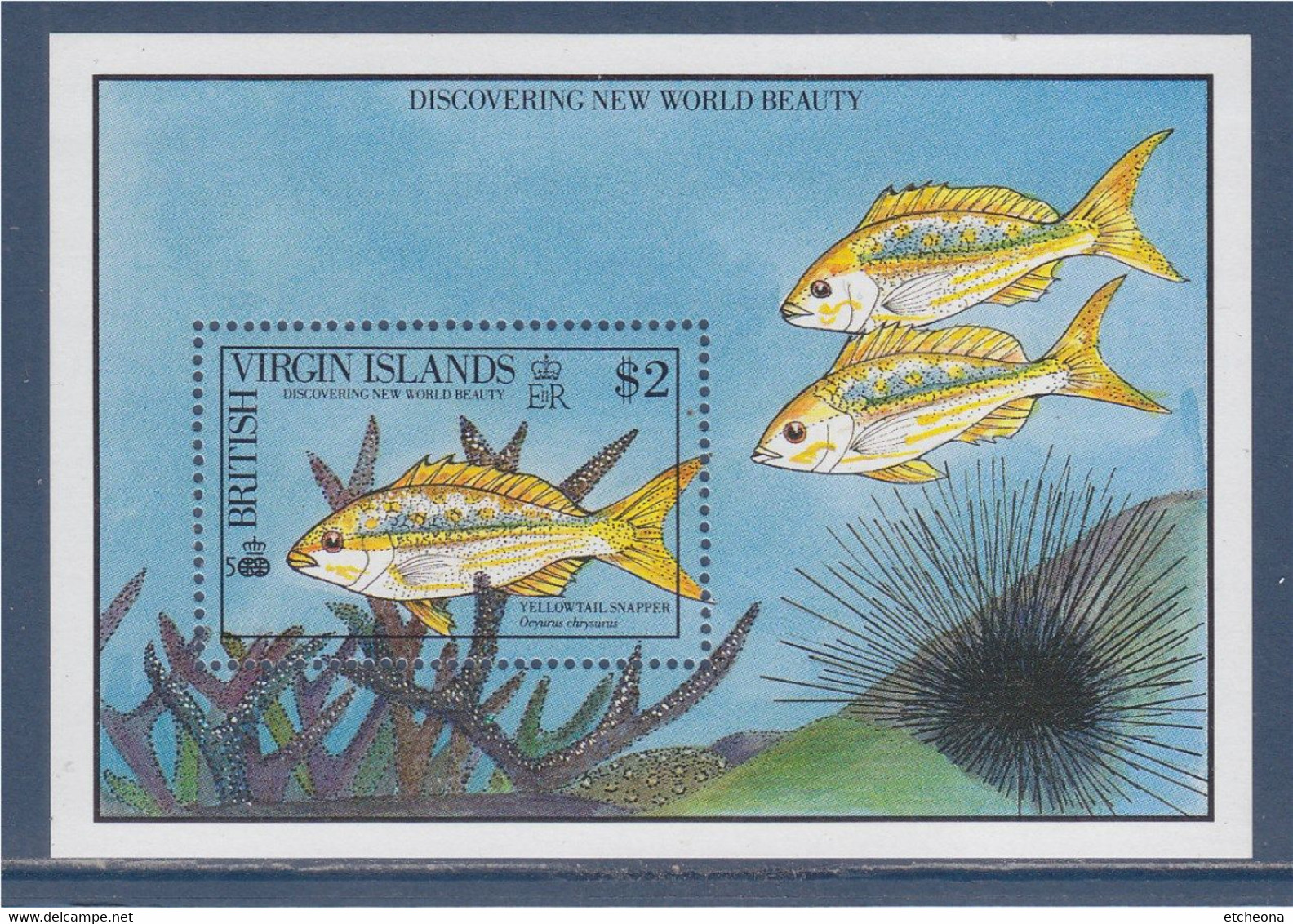 Bloc British Virgin Islands -Antilles- Bloc 1 Timbre Neuf, Vivaneau à Queue Jaune, Découvrir La Nouvelle Beauté Du Monde - Poissons