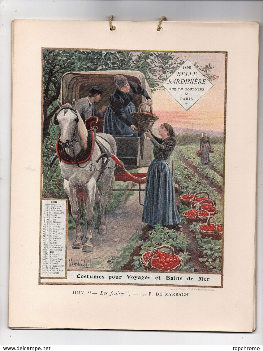 Calendrier Belle Jardinière 1898 complet de ses 12 mois Merson Kowalski Caran d'Ache Parys Lhermitte Rejchan Myrbach