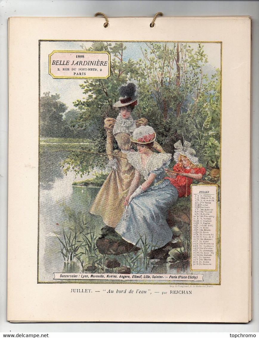 Calendrier Belle Jardinière 1898 complet de ses 12 mois Merson Kowalski Caran d'Ache Parys Lhermitte Rejchan Myrbach