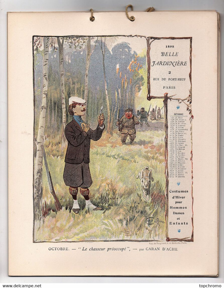 Calendrier Belle Jardinière 1898 complet de ses 12 mois Merson Kowalski Caran d'Ache Parys Lhermitte Rejchan Myrbach