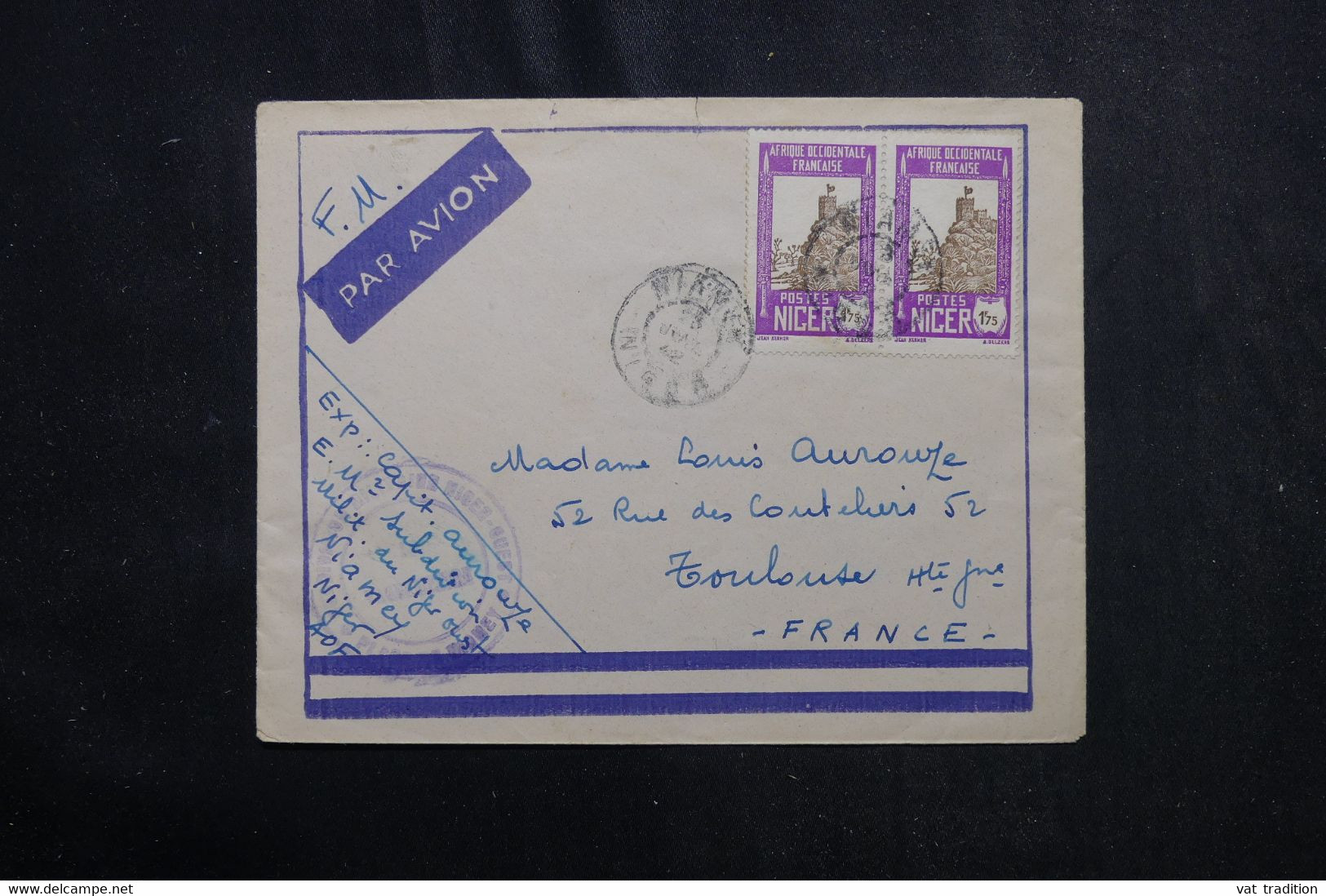 NIGER - Enveloppe De Niamey En FM Pour Toulouse En 1942 Par Avion - L 72744 - Cartas & Documentos