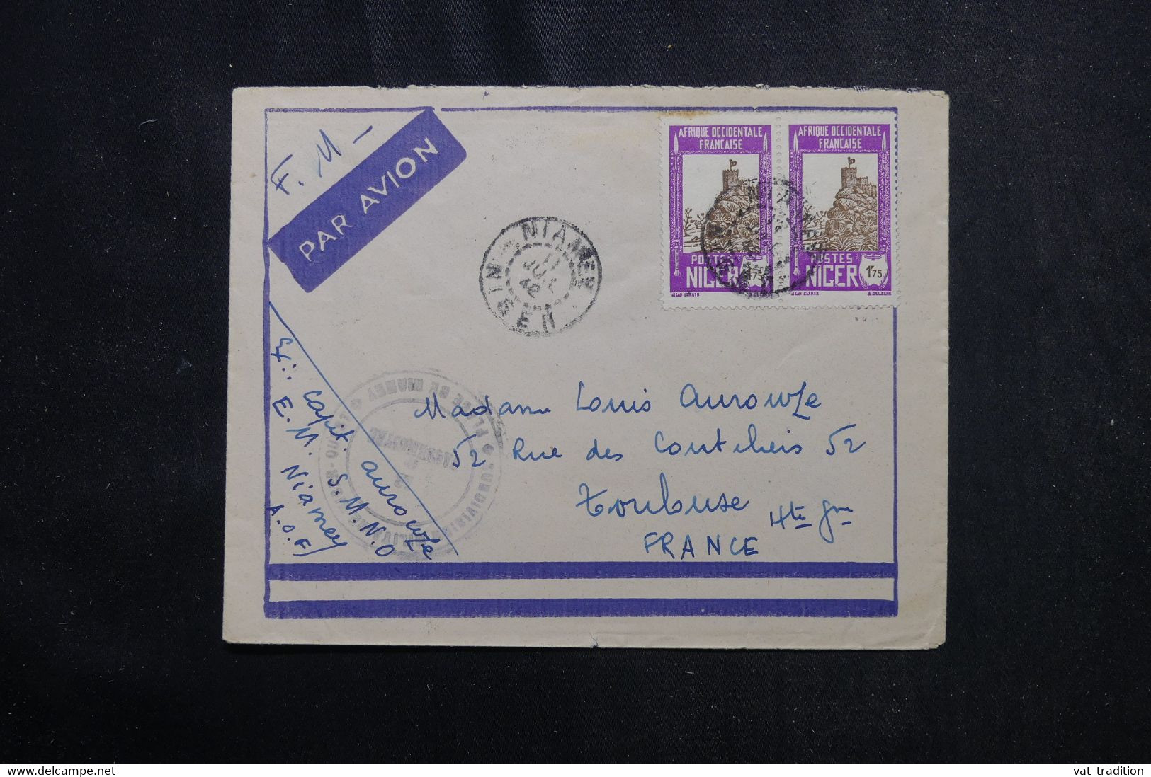 NIGER - Enveloppe De Niamey En FM Pour Toulouse En 1942 Par Avion - L 72745 - Lettres & Documents