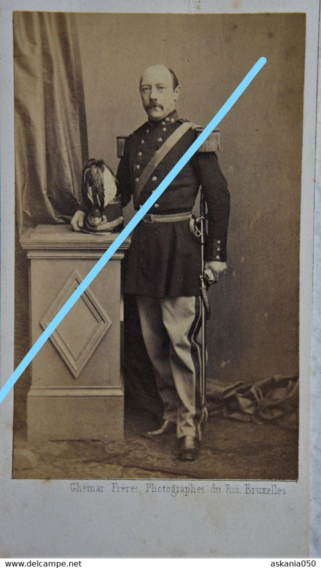 ABL CDV Officier Infanterie De Ligne Vers 1865 Belgische Leger Armée Belge Belgian Army Photographe GHEMAR Bruxelles - Alte (vor 1900)