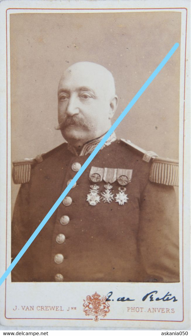 ABL CDV Officier Médailles Vers 1875 Belgische Leger Armée Belge Belgian Army Photographe Van Crewel Antwerpen - Antiche (ante 1900)