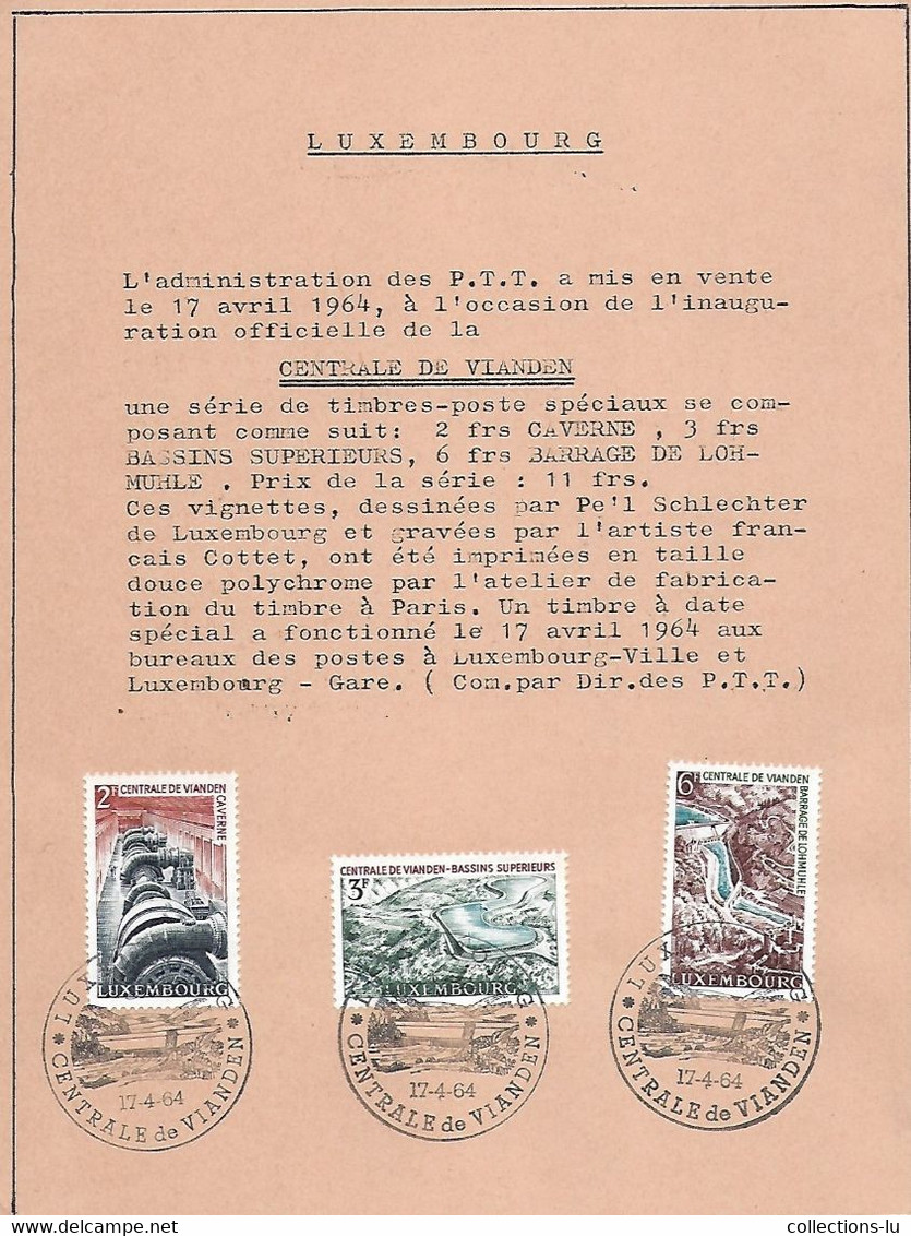 Luxembourg - Luxemburg - Timbres 1964  CENTRALE DE VIANDEN - Blocs & Hojas