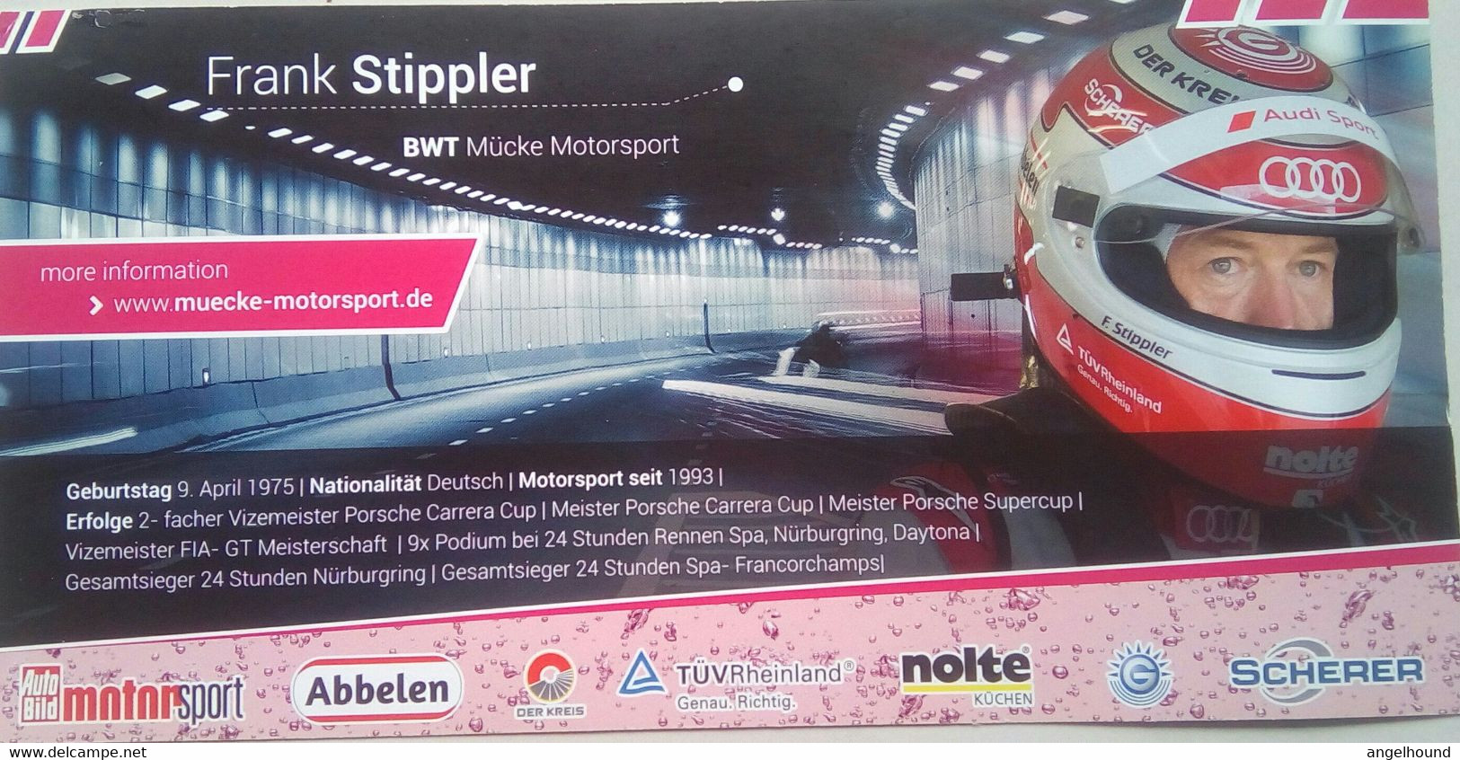 Frank Stippler ( German Sportscar Racing Driver ) - Autografi