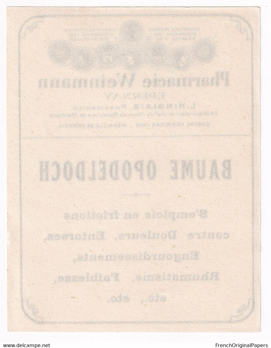 Jolie étiquette Ancienne Inutilisée Pharmacie Hinglais Weinmann à Epernay - Baume Opodeldoch A41-6 - Colecciones