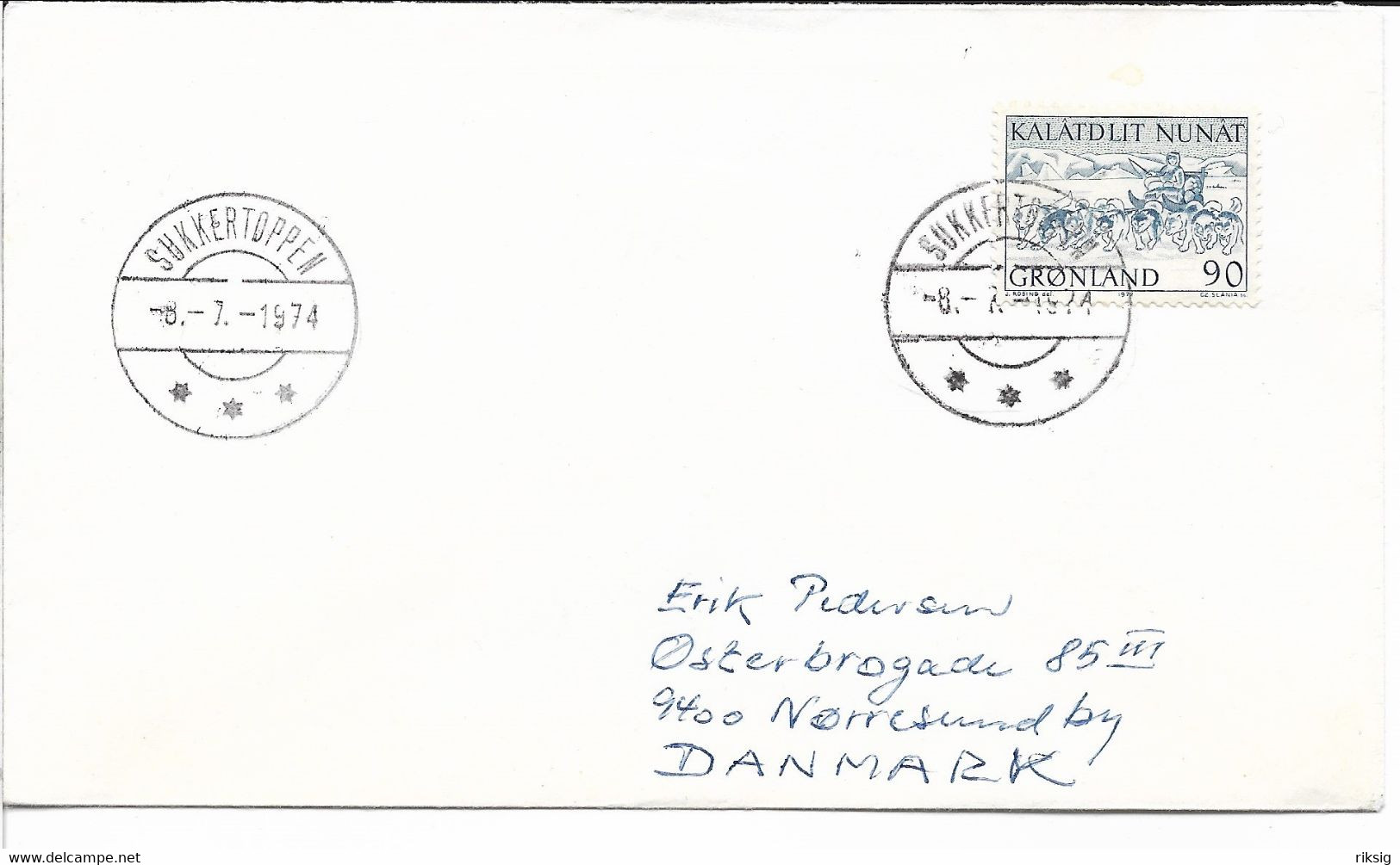 Greenland - Cover Sent To Denmark 1974. Used Sukkertoppen.  H-1405 - Autres & Non Classés