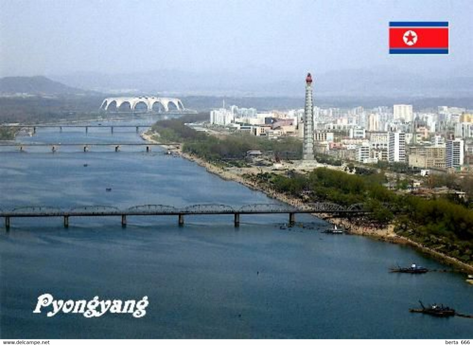 North Korea Pyongyang Aerial View Juche Tower New Postcard Nordkorea AK - Corea Del Norte