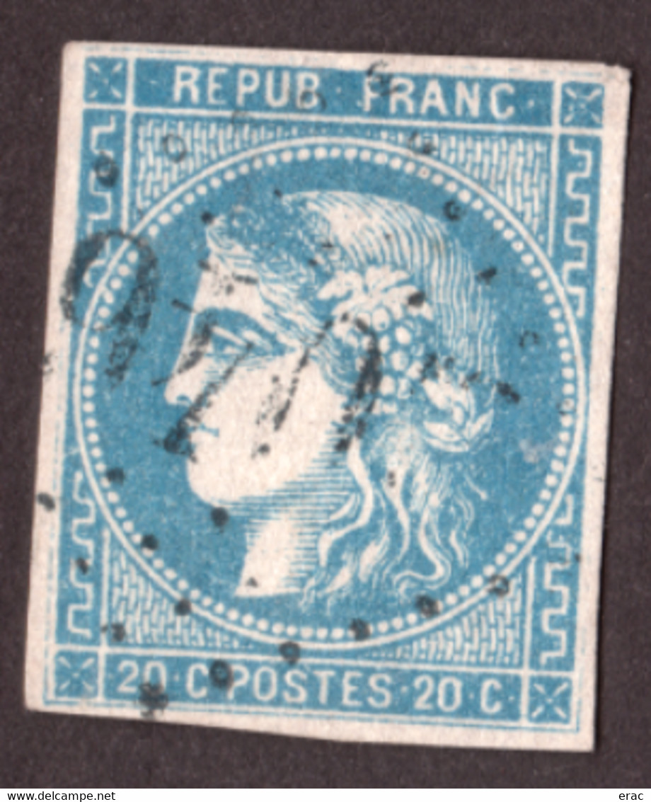 Cérès De Bordeaux N° 46B Bleu Clair - Oblitération GC - 1870 Bordeaux Printing