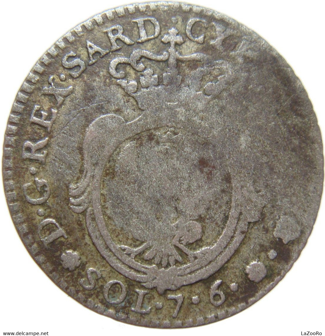 LaZooRo: Italy SARDINIA 7.6 Soldi 1800 F / VF - Silver - Italian Piedmont-Sardinia-Savoie