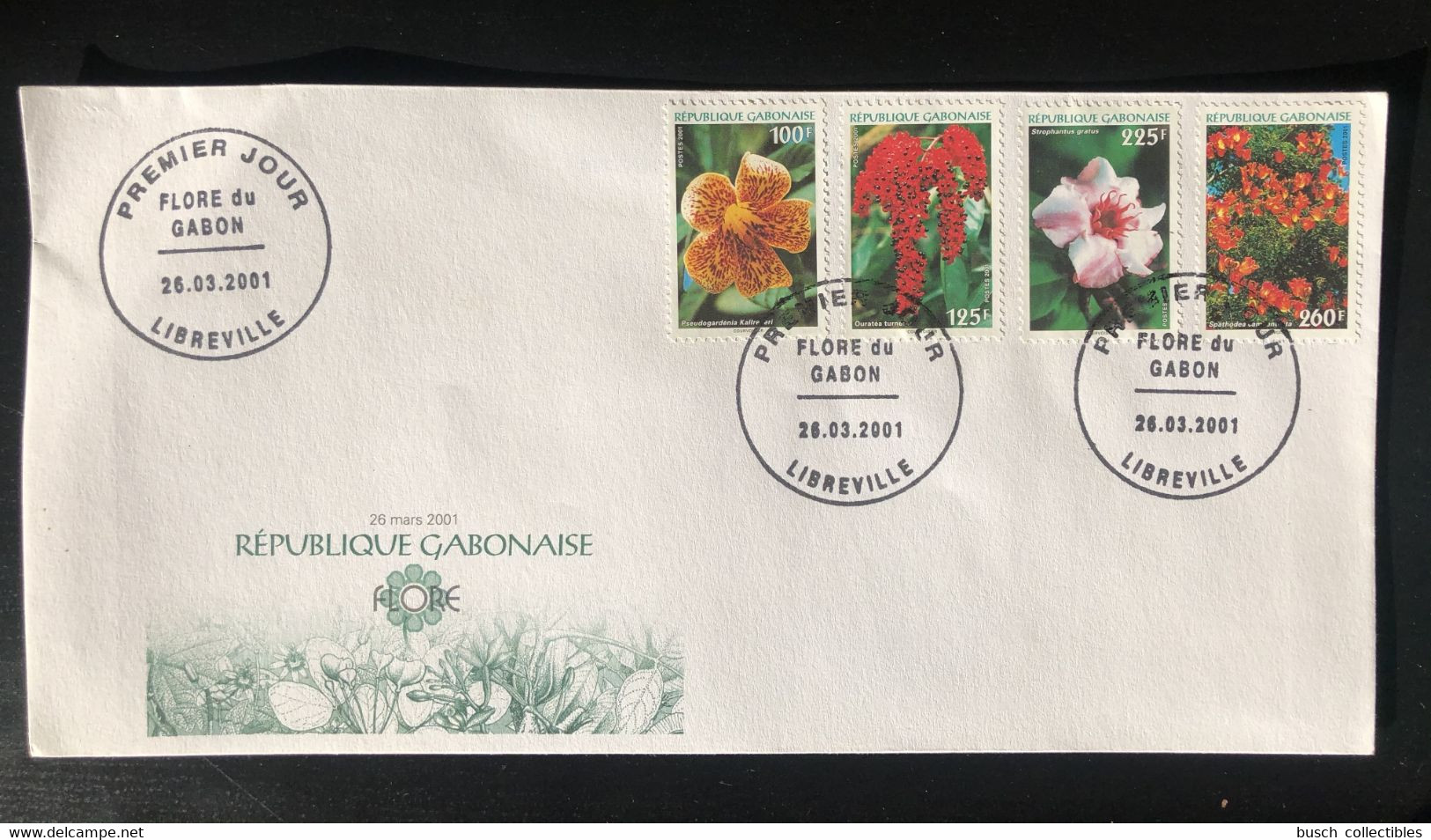 Gabon Gabun 2001 Mi. 1658 - 1661 FDC Flore Flora Blüten Fleurs Flowers RARE! - Gabun (1960-...)