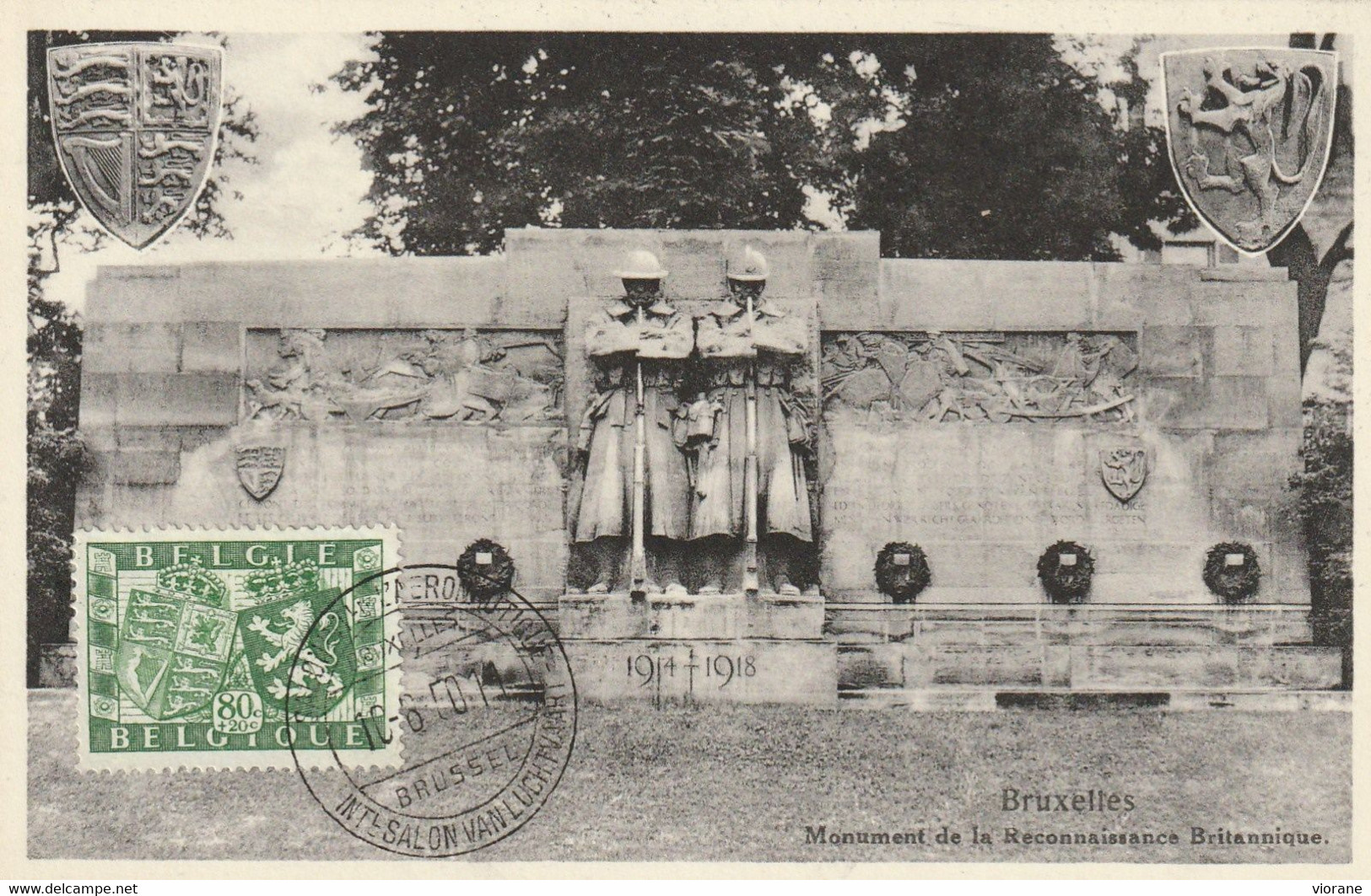 Carte Maximum -  Monument De La Reconnaissance Britannique - Bruxelles - 1934-1951