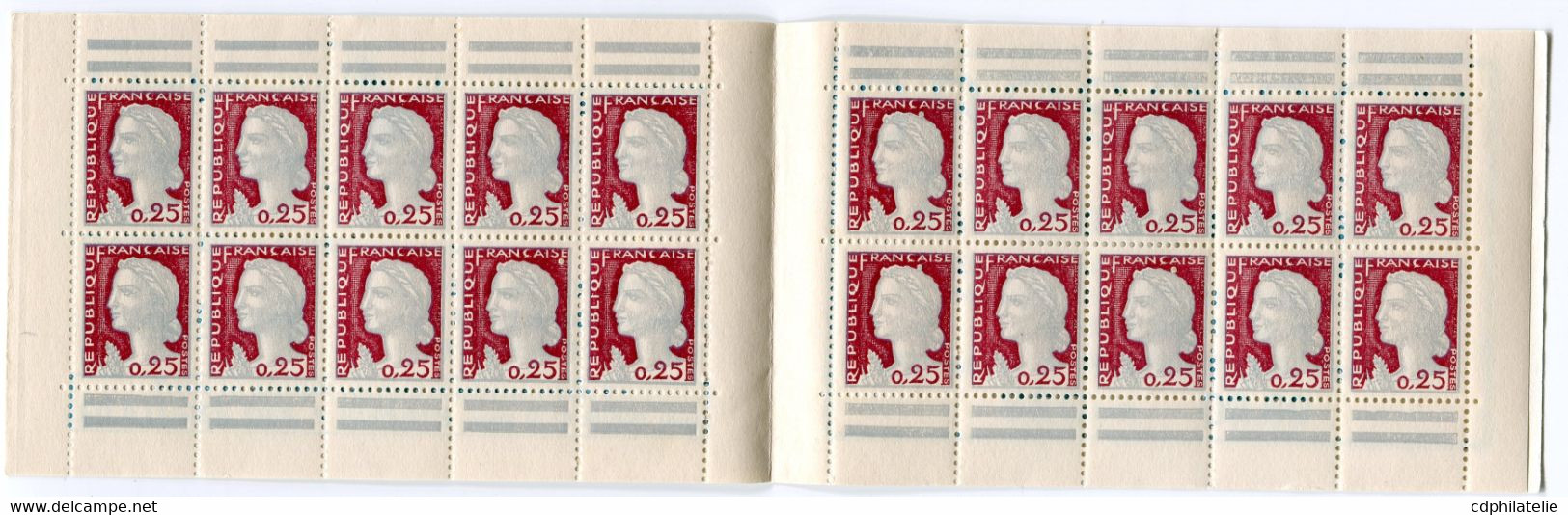 FRANCE 1263 - C3 CARNET DE 20 TIMBRES MARIANNE DE DECARIS  ( S 3-61 ) - 1960 Marianne Van Decaris