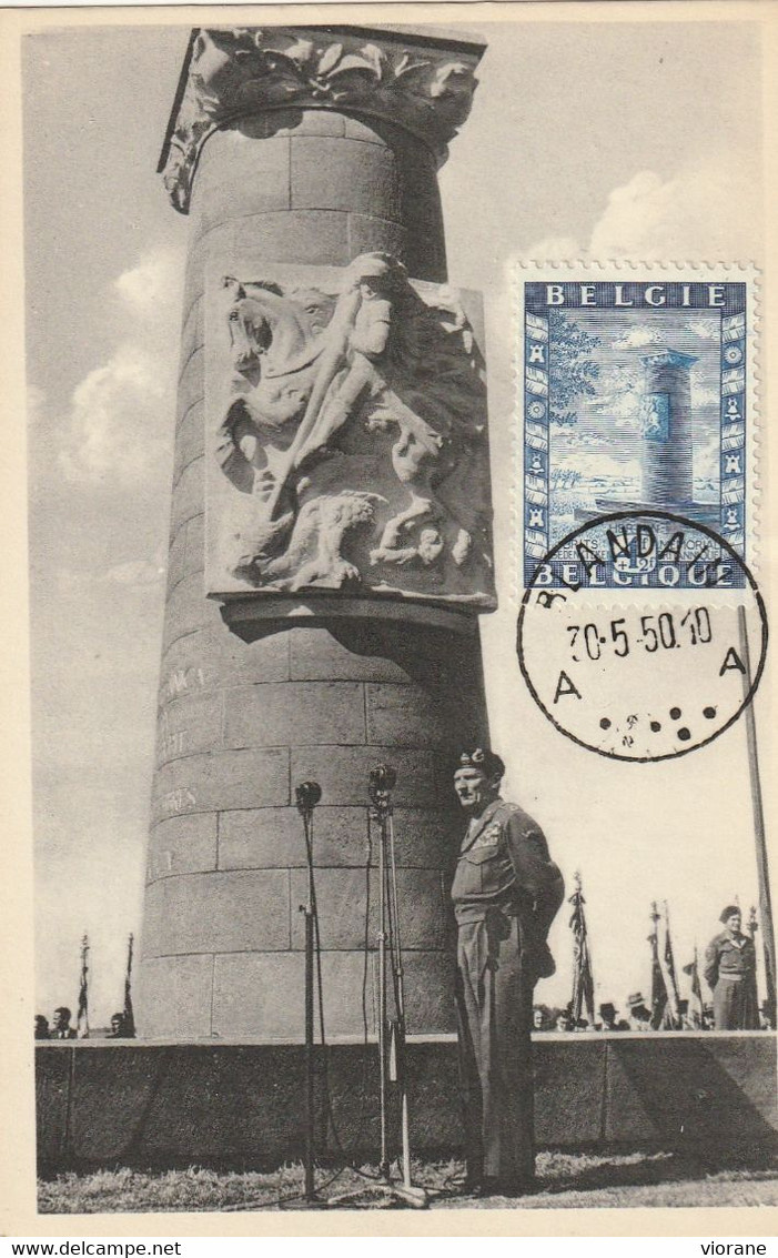 Carte Maximum -  Mémorial Belgo-britannique  Mertain - 1934-1951