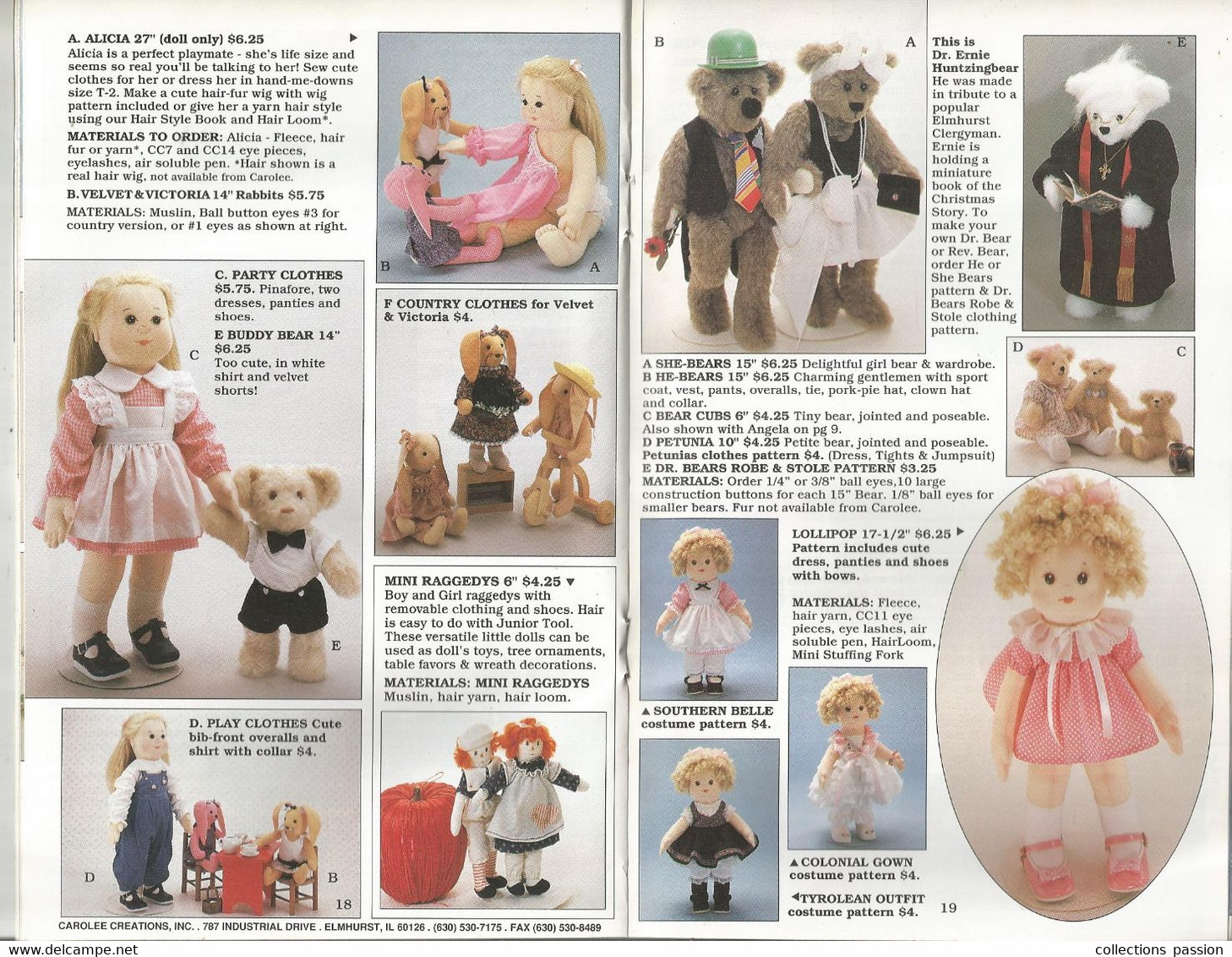 Catalogue De Poupée , Sew Sweet Dolls , CAROLLE CREATION , Elmhurst ,ILL. , 6 Scans   , Frais Fr 2.25 E - Otros & Sin Clasificación