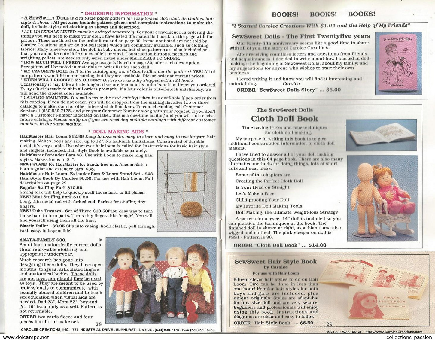 Catalogue De Poupée , Sew Sweet Dolls , CAROLLE CREATION , Elmhurst ,ILL. , 6 Scans   , Frais Fr 2.25 E - Andere & Zonder Classificatie