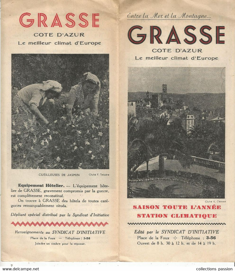 Dépliant Touristique , GRASSE , 6 Pages. , 3 Scans   , Frais Fr 1.65 E - Reiseprospekte