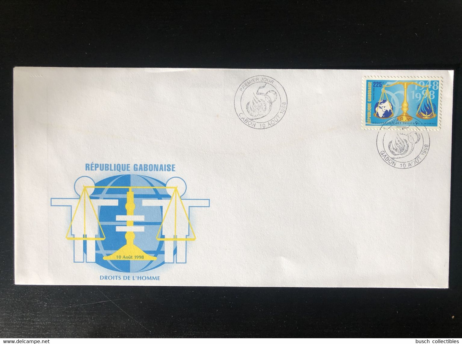 Gabon Gabun 1998 Mi. 1424 FDC Déclaration Des Droits De L'Homme Human Rights Menschenrechte Justice RARE! - Gabon