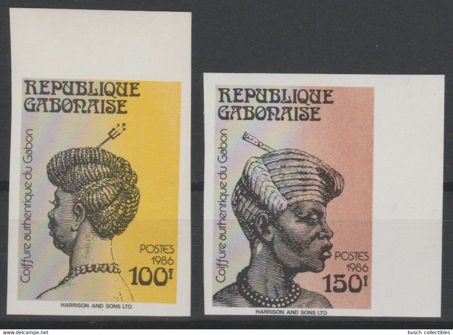 Gabon Gabun 1986 ND Imperf Mi. A978 B978 Coiffure Authentique Du Gabon Frisuren RARE ! - Gabon