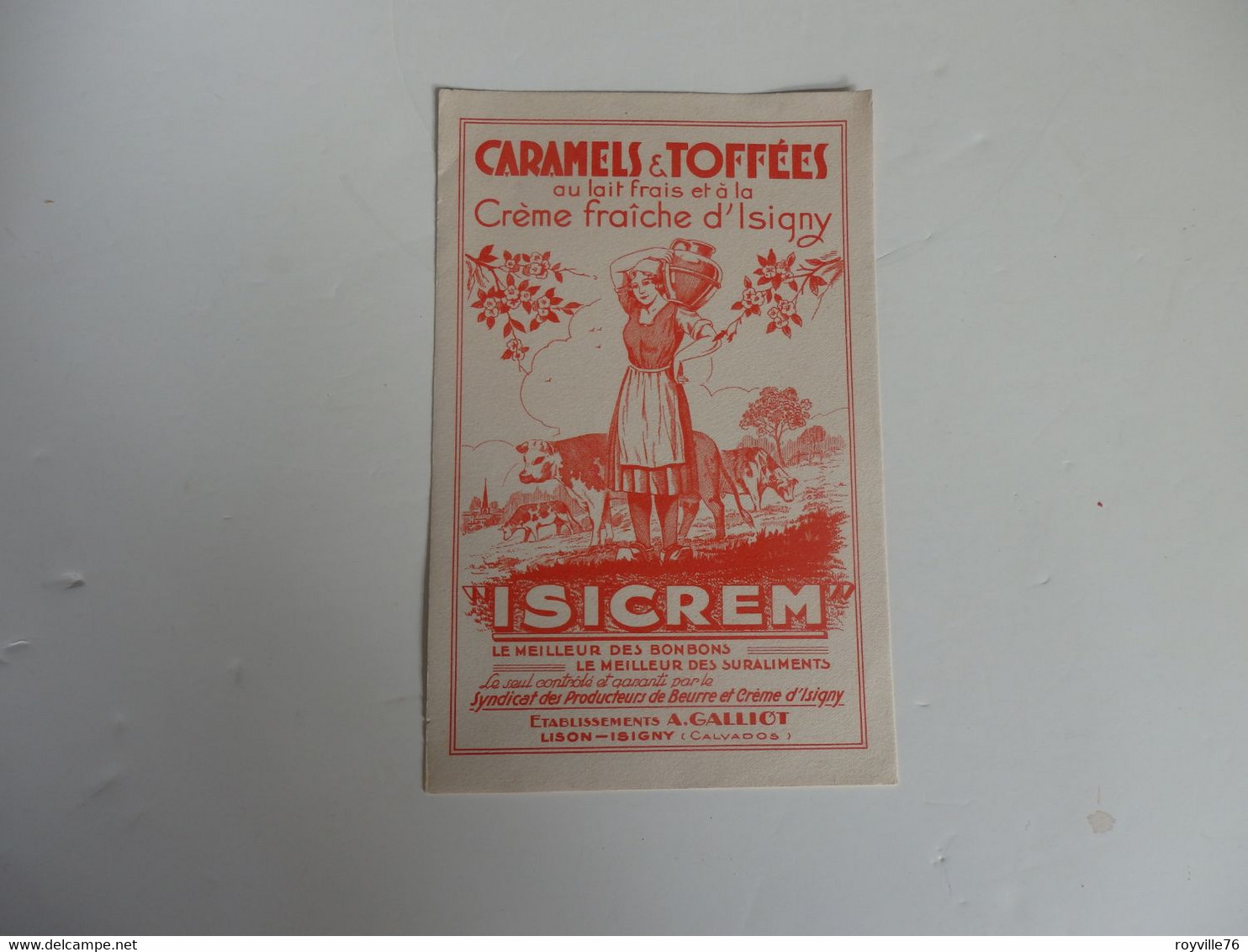 Beau Buvard Caramels & Toffées à La Crème D'Isigny "Isicrem" ETS A. Gaillot Lison-Isigny (14). Très Propre. - Altri & Non Classificati