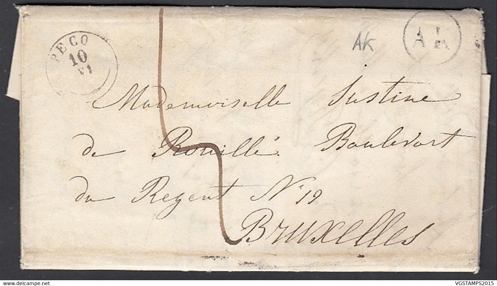 Belgique 1840 - Précurseur De Peco à Destination Bruxelles. Bte. AK........... (DD) DC-9355 - Andere & Zonder Classificatie