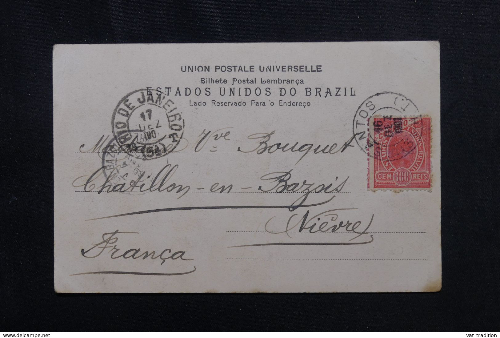 BRÉSIL - Affranchissement De Santos Sur Carte Postale En 1901 Pour La France - L 72915 - Storia Postale