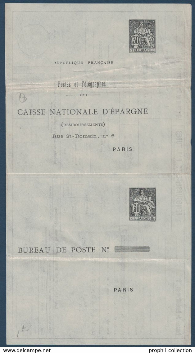 DEMANDE DE REMBOURSEMENTS PAR TUBES PNEUMATIQUES De La CAISSE NATIONALE D'ÉPARGNE Au TYPE CHAPLAIN 30c NOIR - Rohrpost