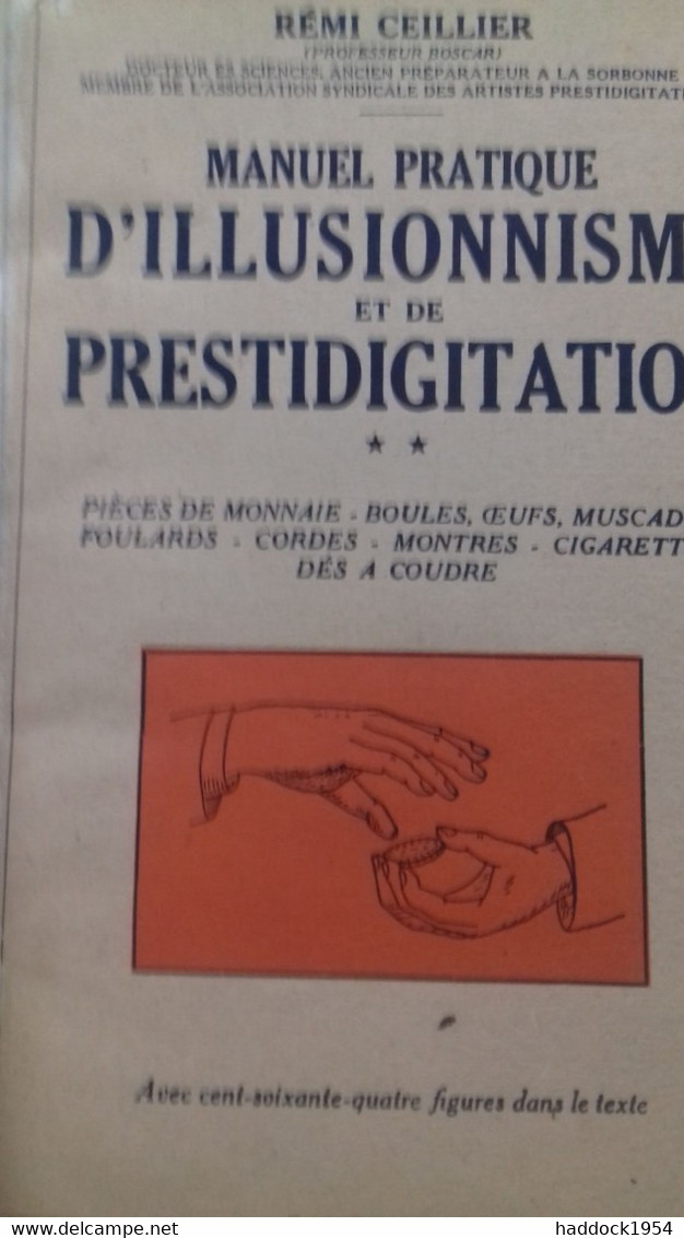 manuel pratique d'illusionnisme et de prestigitation  REMI CEILLIER payot 1948