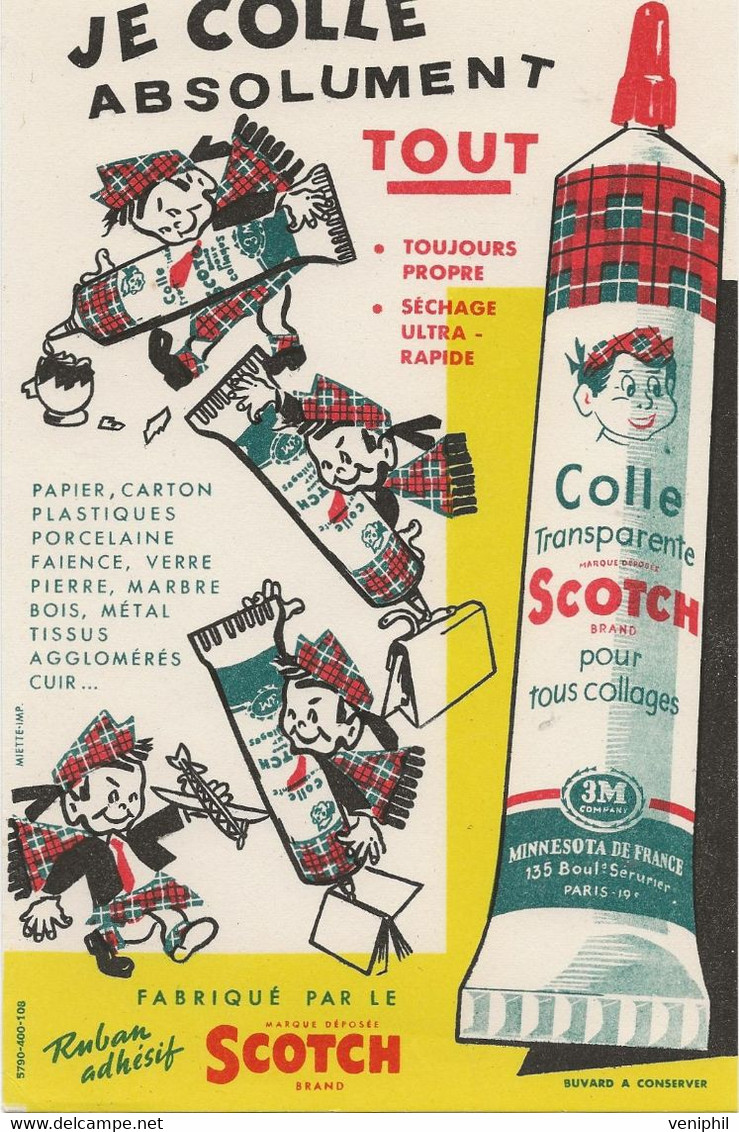 LOT DE 6 BUVARDS  ILLUSTRES  " COLLE TRANSPARENTE SCOTCH "  TTB - Papeterie