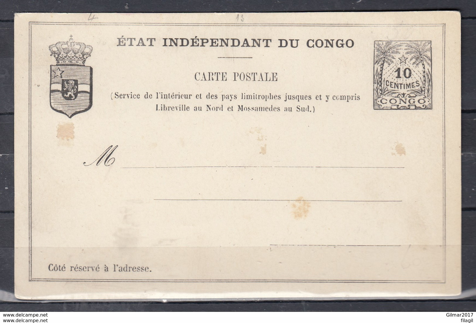 Carte Postale Etat Indépendant Du Congo - Other & Unclassified